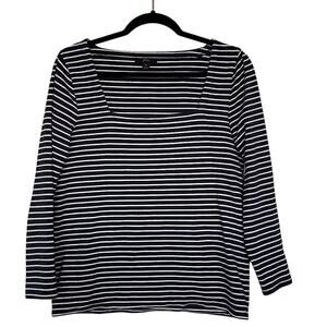 J. Crew Square Neck Striped T-shirt, M